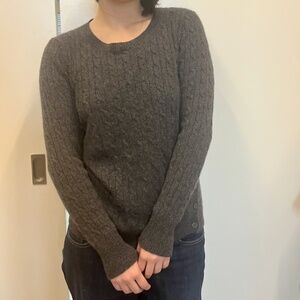 cashmere grey cable knit sweater